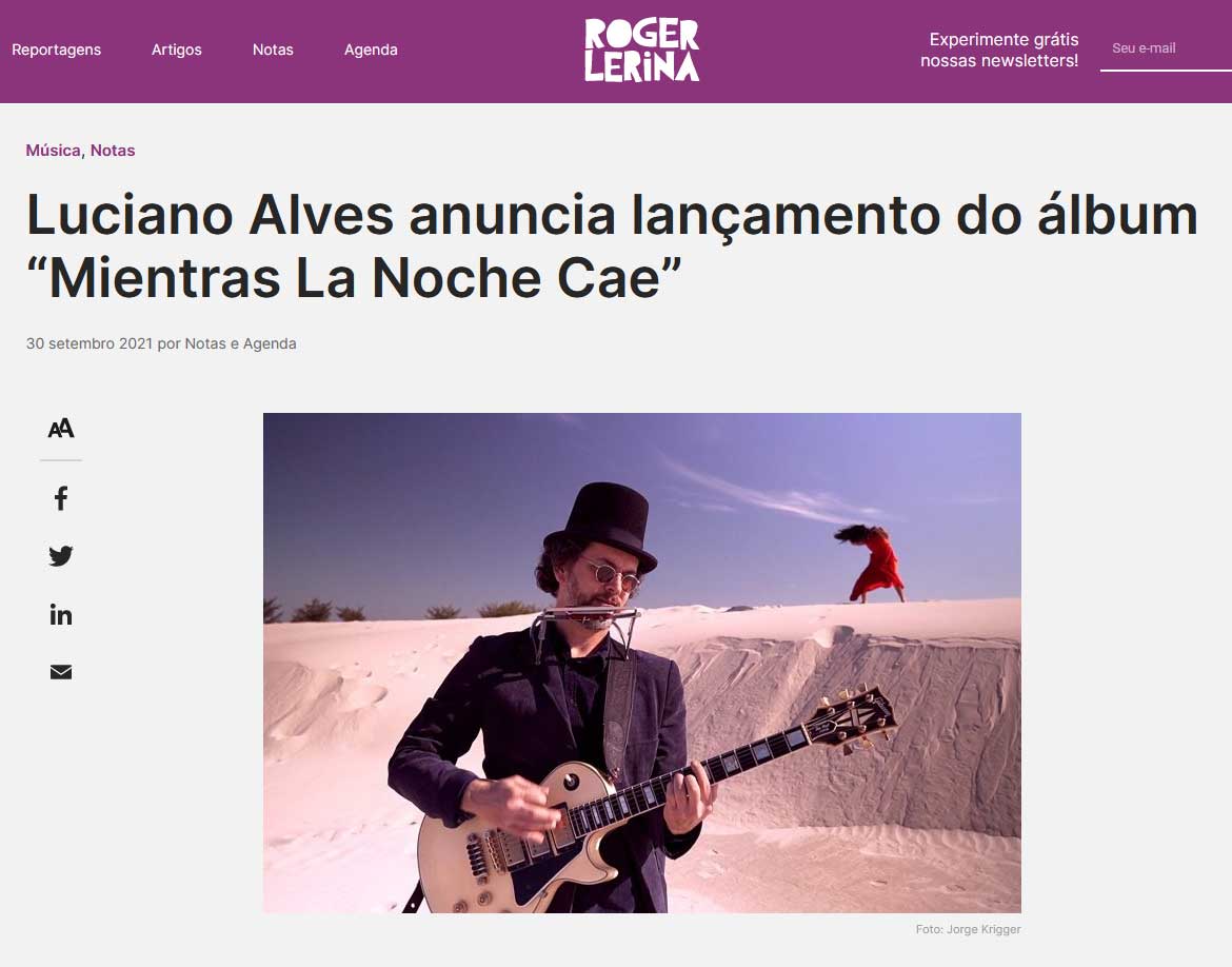 Luciano Alves anuncia lançamento do álbum “Mientras La Noche Cae”